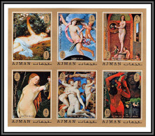 Ajman - 2924b/ N°826/831 B Tableau Allegory Paintings Nudes Bellini Baldung Gauguin Bronzino ** MNH Non Dentelé Imperf - Nus