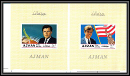 Ajman - 2906b/ Bloc N°122/124 B Kennedy 1969 Human Rights Non Dentelé Imperf Printing Proof Epreuve Neuf ** MNH Feuille  - Ajman