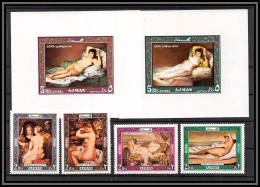 Ajman - 2885d N°435/438 A + Blocs 119/120 B Corot Rubens Renoir Goya Tableau Nudes Paintings Neuf ** MNH  - Ajman