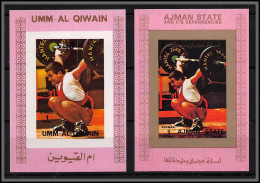 Ajman - 2748b/ N° 2605 Weightlifting Haltérophilie Deluxe Bloc ** MNH Rose Pink Jeux Olympiques Olympics +umm Al Qiwain - Weightlifting