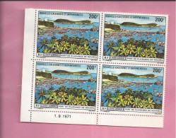 NOUVELLE CALEDONIE  POSTE AERIENNE LOT  DE 4 TIMBRES 200FR  Neuf  Avec Coin Date 1 9 1971 - Unused Stamps