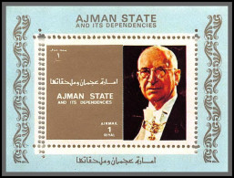 Ajman - 2729j N°2595 Perf Error Eamon De Valera Ireland Deluxe Miniature Sheet Bleu ** MNH 1973 European Member - Ajman