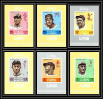 Ajman - 2738/ N° 388/393 Champions Of Sport Famous Athletes Baseball Sport Deluxe Miniature Sheets Wagner Di Maggio - Honkbal