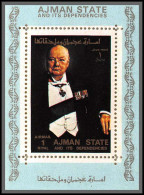 Ajman - 2728e N° 2905 Churchill Deluxe Miniature Sheet Bleu ** MNH 1973 - Ajman