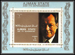 Ajman - 2728b N°2589 Willy Brandt Rfa Chancellor Deluxe Miniature Sheet Bleu ** MNH 1973 - Ajman