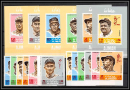 Ajman - 2738b/ N° 388/393 A/B Champions Of Sport Famous Athletes Baseball Sport Deluxe Imperf Perf Perfect Set - Honkbal