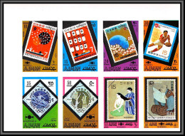 Ajman - 2704/ N° 869/874 B Philatokyo 71 1971 Japanese Japan Japon ** MNH Stamps On Stamps Non Dentelé Imperf - Ajman