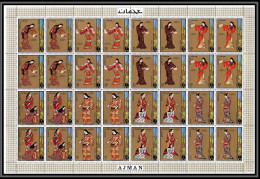 Ajman - 2703d/ N° 670/677 Bloc 4 Philatokyo 1971 Japanese Traditional Costumes Japon Japan 1971 ** MNH Feuille Complete  - Ajman
