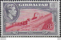 1938 Gibraltar Giorgio VI 6d. P. 13½ MNH SG N. 126 - Autres & Non Classés