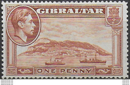 1938 Gibraltar Giorgio VI 1d. P. 14 MNH SG N. 122 - Sonstige & Ohne Zuordnung