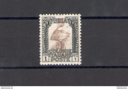 1926-30 Libia , Serie Pittorica Dentellata 11 Lineare , 1 Cent Nero E Bruno N° - Libye