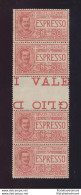 1903 Regno D'Italia , Espresso , N° 4 , 50 Cent Rosso , Striscia Verticale Con - Other & Unclassified