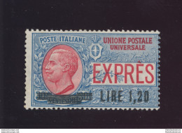 1921 Regno D'Italia , Espresso , N° 5a , Lire 1,20 Su 30 Cent  Azzurro E Rosso - Autres & Non Classés