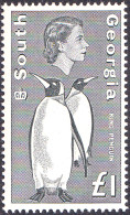 ARCTIC-ANTARCTIC, SOUTH GEORGIA 1963-69 DEFINITIVES, £1 KING PENGUINS** - Fauna Antartica