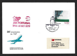 35 Years Of Tap Air Portugal. Fdc Flew To Copenhagen, Denmark On B747 Plane In 1979. 35 Anos Da Tap Air Portugal. Fdc Vo - Airplanes