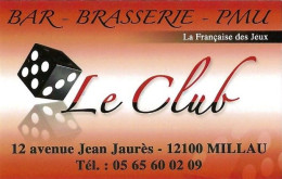 Carte De Visite - Bar - Brasserie - PMU Le Club - Millau - Cartes De Visite
