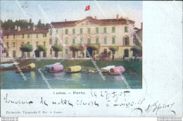 Cd305 Cartolina Luino Porto Hotel De La Poste Provincia Di Varese Lombardia - Varese