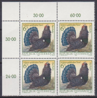 1982 , Mi 1719 ** (1) - 4er Block Postfrisch -  Naturschutz : Gefährdete Tiere - Auerhahn - Neufs