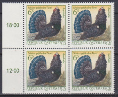 1982 , Mi 1719 ** (2) - 4er Block Postfrisch -  Naturschutz : Gefährdete Tiere - Auerhahn - Unused Stamps