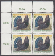 1982 , Mi 1719 ** (3) - 4er Block Postfrisch -  Naturschutz : Gefährdete Tiere - Auerhahn - Neufs