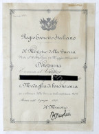WWI - Decreto Di Concessione Medaglia Di Benemerenza Per Volontari Guerra - 1925 - Documents