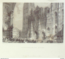 France (76) Rouen Cathédrale 1830 - Stiche & Gravuren