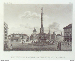 France (75)  1er Fontaine Du Palmier Chatelet 1824  - Estampes & Gravures