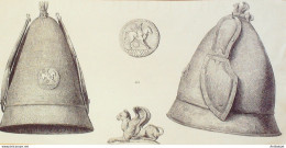 Italie Casques étrusques  - Prenten & Gravure