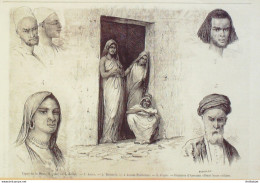 Egypte Types Fellah Bicchari Nubienne Assouan 1871 - Prenten & Gravure