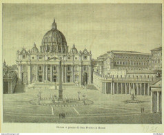 Italie Rome Place St Pierre 1856 - Prenten & Gravure