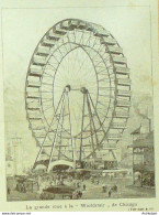 Etats-Unis Chicago Grande Roue A La Worldstair 1881 - Estampes & Gravures