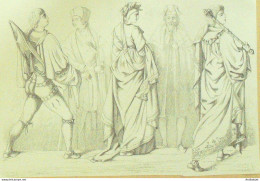 Pays-Bas Costumes Tapisserie 1879 - Estampes & Gravures