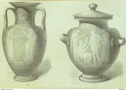 Grèce Vases En Terre Peinte 1892 - Estampes & Gravures
