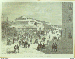 Allemagne Dresde Théâtre 1887 - Stiche & Gravuren