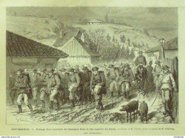 Roumanie Galatz Passage D'u Bataillon 1886 - Estampes & Gravures