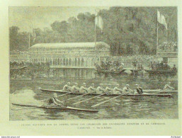 Angleterre Cambridge Courne Nautique Sur La Tamise 1879 - Estampes & Gravures