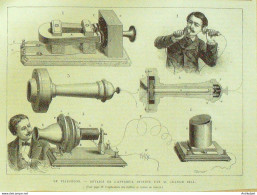 Téléphone Inventé Par Graham Bell 1879 - Prenten & Gravure
