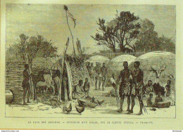 Afrique Du Sud Tugela Un Kraal Des Zoulous 1868 - Stiche & Gravuren