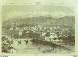 France (38) Grenoble Panorama 1867 - Prenten & Gravure