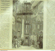 Ascenseur Hydraulique Megy Echeverria & Bazan 1876 - Estampas & Grabados