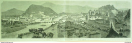 Autriche Salsbourg Panorama 1886 - Stampe & Incisioni