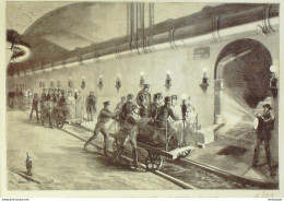 France (75) 14ème Denfert Rochereau Egouts En Wagon 1877 - Estampes & Gravures