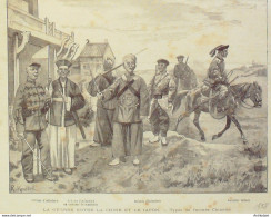 Japon Types Et Costumes Génie Artillerie Infanterie 1868 - Estampes & Gravures