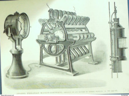 Appareil Elcairage Magnéto Electrique De Navire 1871 - Prenten & Gravure