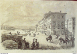 Italie Florence Quai De L'arno 1872 - Estampas & Grabados