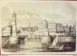 Italie Lindau Lac De Constance Port Maximilien 1870 - Prints & Engravings