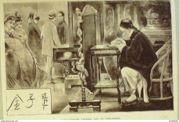 Chine Calligraphe Chinois 1870 - Prenten & Gravure