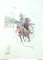 Costume Militaire Officier De Polleresky-Hussards En 1752 Signé Rouffet - Prints & Engravings