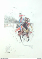 Costume Militaire Officier De Polleresky-Hussards En 1752 Signé Rouffet - Estampes & Gravures