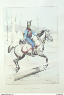 Costume Militaire Cavalier Du 3ème De Hussards En 1806 Signé Rouffet - Stiche & Gravuren